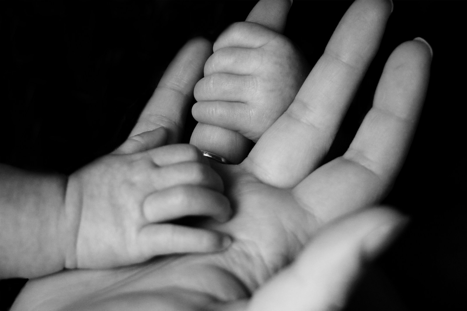 main de bébé et parents