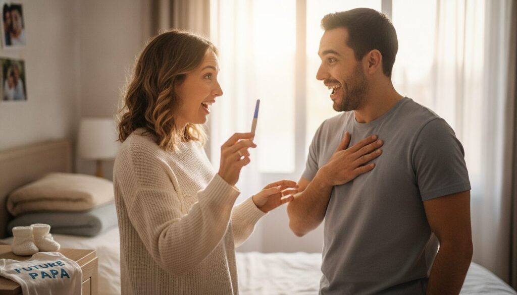 Comment annoncer sa grossesse au papa : moment d'émotion avec test positif