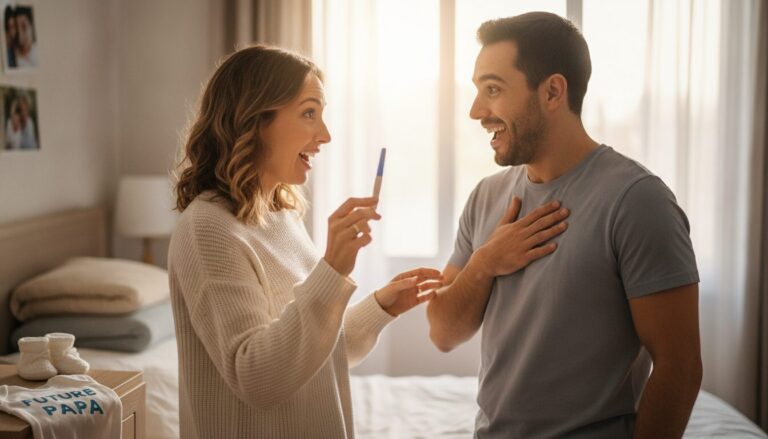 Comment annoncer sa grossesse au papa : moment d'émotion avec test positif