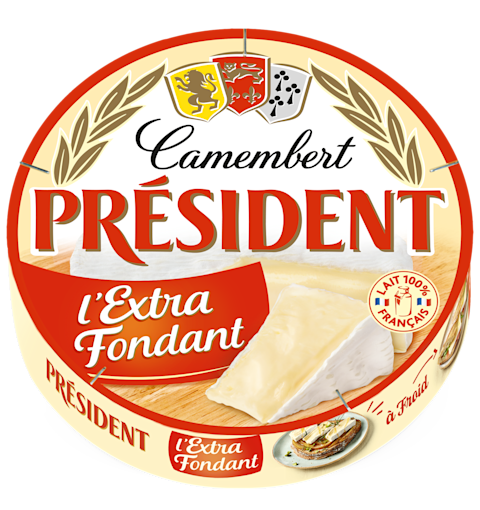 Camembert President Extra Fondant, produit au lait pasteurise